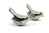 Set of Two Silver Metal Bird Tabletop Sculpture