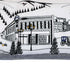 14" X 45" Dark Gray And White Aspen Nighttime Skyline Lumbar Decorative Pillow