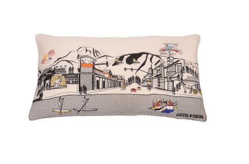 Dark Gray And White Jackson Nighttime Skyline Lumbar Decorative Pillow