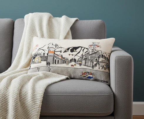 Dark Gray And White Jackson Nighttime Skyline Lumbar Decorative Pillow