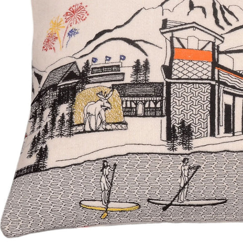 Dark Gray And White Jackson Nighttime Skyline Lumbar Decorative Pillow
