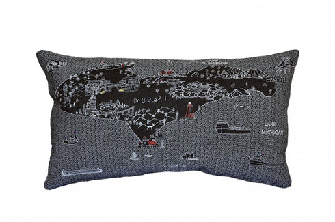 14" X 24" Cream Michigan Upper Peninsula Daylight Skyline Lumbar Decorative Pillow