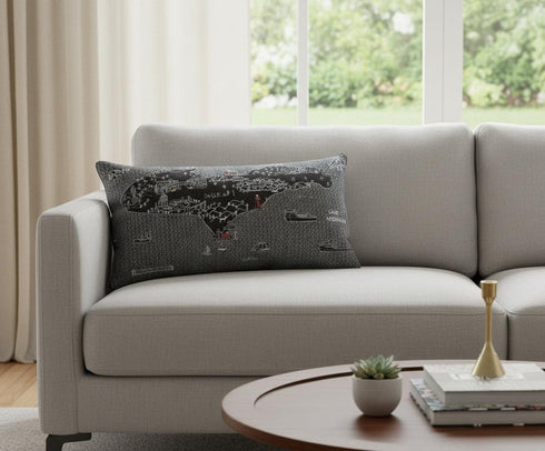 14" X 24" Cream Michigan Upper Peninsula Daylight Skyline Lumbar Decorative Pillow