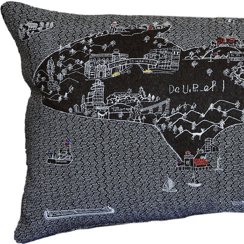 14" X 24" Cream Michigan Upper Peninsula Daylight Skyline Lumbar Decorative Pillow