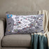 14" X 25" Dark Gray And White Lumbar Jersey Shore Nighttime Skyline Lumbar Decorative Pillow