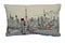 14" X 24" Dark Gray And White Tokyo Nighttime Skyline Lumbar Decorative Pillow