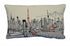 14" X 24" Dark Gray And White Tokyo Nighttime Skyline Lumbar Decorative Pillow