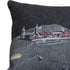 14" X 35" Dark Gray And White Chicago Nighttime Skyline Lumbar Decorative Pillow