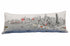 14" X 35" Dark Gray And White Chicago Nighttime Skyline Lumbar Decorative Pillow