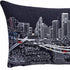 14" X 35" Dark Gray And White Houston Nighttime Skyline Lumbar Decorative Pillow