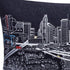 14" X 35" Dark Gray And White Houston Nighttime Skyline Lumbar Decorative Pillow