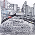 14" X 35" Dark Gray And White Houston Nighttime Skyline Lumbar Decorative Pillow