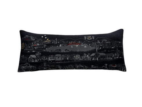 14" X 35" Cream Los Gatos Daylight Skyline Lumbar Decorative Pillow