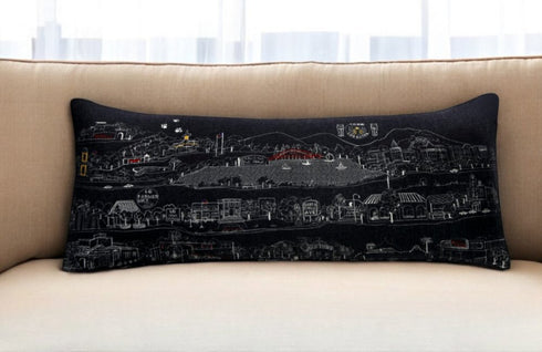 14" X 35" Cream Los Gatos Daylight Skyline Lumbar Decorative Pillow