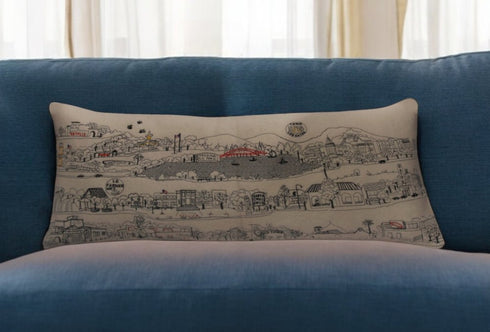 14" X 35" Cream Los Gatos Daylight Skyline Lumbar Decorative Pillow