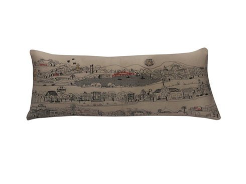 14" X 35" Cream Los Gatos Daylight Skyline Lumbar Decorative Pillow
