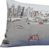 14" X 35" Dark Gray And White Los Angeles Nighttime Skyline Lumbar Decorative Pillow