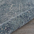 8' X 11' Blue Silver Gray And Cream Damask Distressed Stain Resistant Area Rug