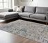 8' X 11' Gray Blue Taupe And Cream Abstract Distressed Stain Resistant Area Rug