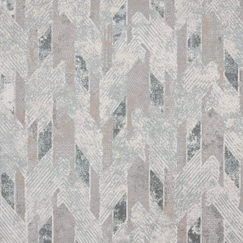 9' X 12' Gray Blue And Cream Geometric Distressed Stain Resistant Area Rug