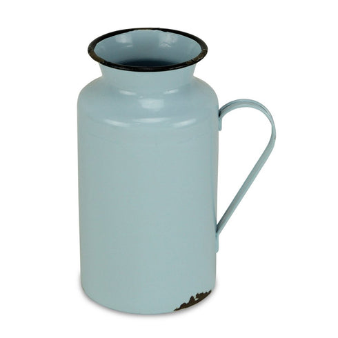 10" Blue and Black Metal Jug Vase