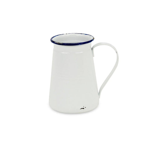 6" White and Blue Metal Jug Vase