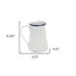 6" White and Blue Metal Jug Vase