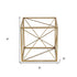 8" Gold Metal Abstract Geo Cube Sculpture