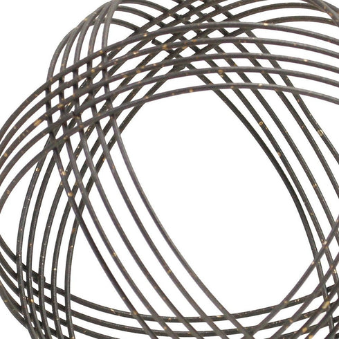 7" Gray Metal Hand Painted Decorative Orb Tabletop Sculpture