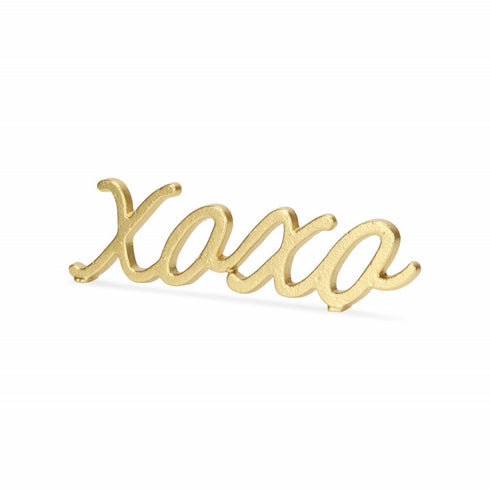 3" Gold Cast Iron Hand Painted XOXO Sentiment Tabletop Sculpture