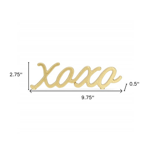 3" Gold Cast Iron Hand Painted XOXO Sentiment Tabletop Sculpture