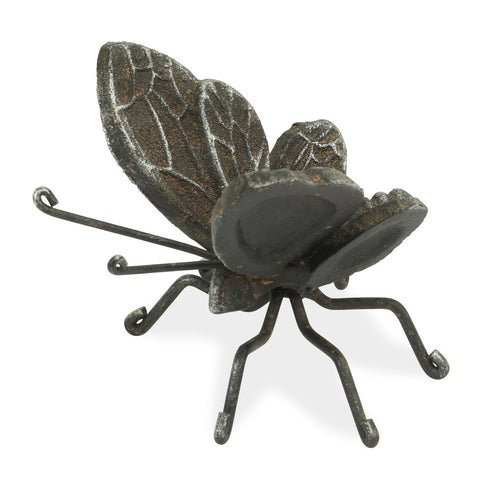 4" Black Cast Iron Butterfly Hand Painted Tabletop Sculpture