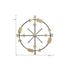 26" X 25" Brass and Black Metal Distressed Compass Wall Decor