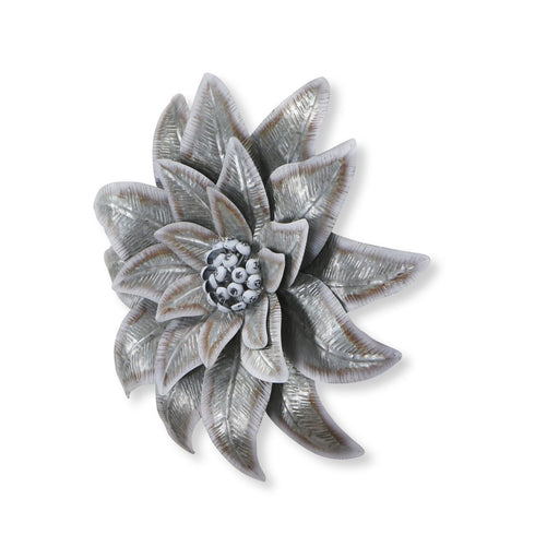 27" X 27" Gray and Off White Galvanized Metal Flower Hanging Dimensional Sculpture