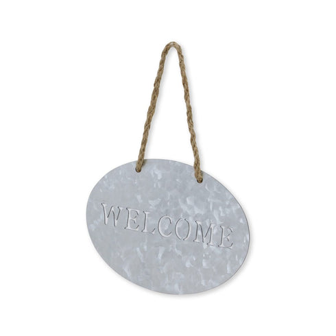 5" X 8" Gray Handcrafted Welcome Galvanized Metal Wall Decor