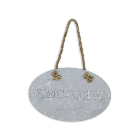 5" X 8" Gray Handcrafted Welcome Galvanized Metal Wall Decor