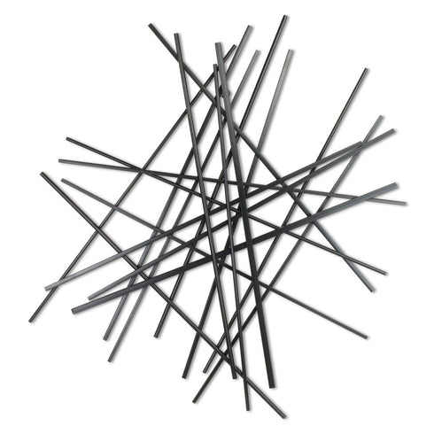 35" X 34" Black Metal Abstract Hanging Dimensional Sculpture
