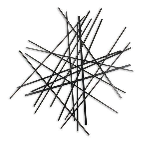 35" X 34" Black Metal Abstract Hanging Dimensional Sculpture