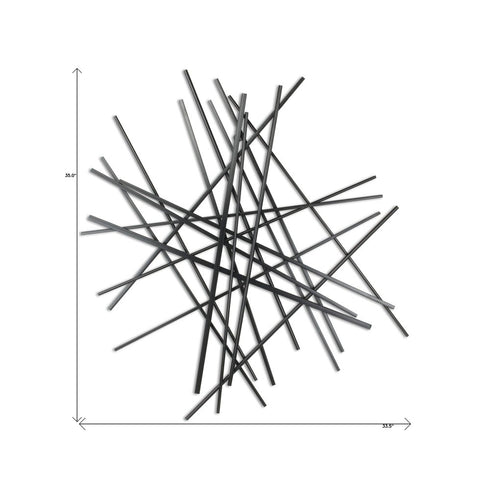 35" X 34" Black Metal Abstract Hanging Dimensional Sculpture