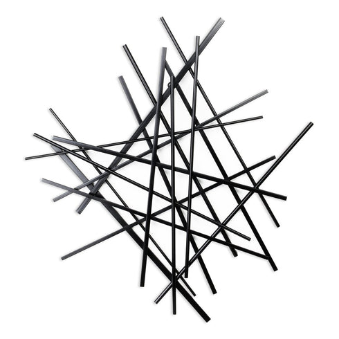 29" X 27" Black Metal Novelty Abstract Hanging Dimensional Sculpture
