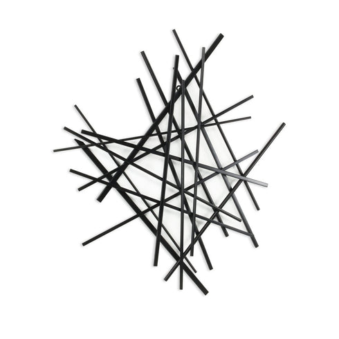 29" X 27" Black Metal Novelty Abstract Hanging Dimensional Sculpture