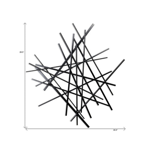 29" X 27" Black Metal Novelty Abstract Hanging Dimensional Sculpture