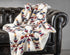 50" X 60" Blue And Off White Polyester Knitted Throw Blanket