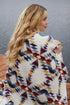 50" X 60" Blue And Off White Polyester Knitted Throw Blanket