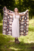 50" X 60" Blue And Off White Polyester Knitted Throw Blanket