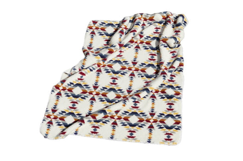 50" X 60" Blue And Off White Polyester Knitted Throw Blanket