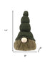 14" Green Chunky Knit Hat Fabric Sitting Gnome Sculpture