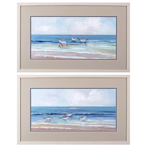 Set Of Two Shore Searching White Framed Print Wall Art