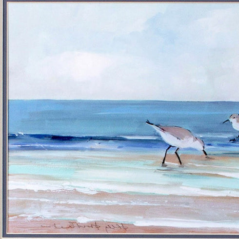 Set Of Two Shore Searching White Framed Print Wall Art