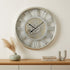 21" Circle Silver Metal and Glass Analog Exposed Gear Wall Clock